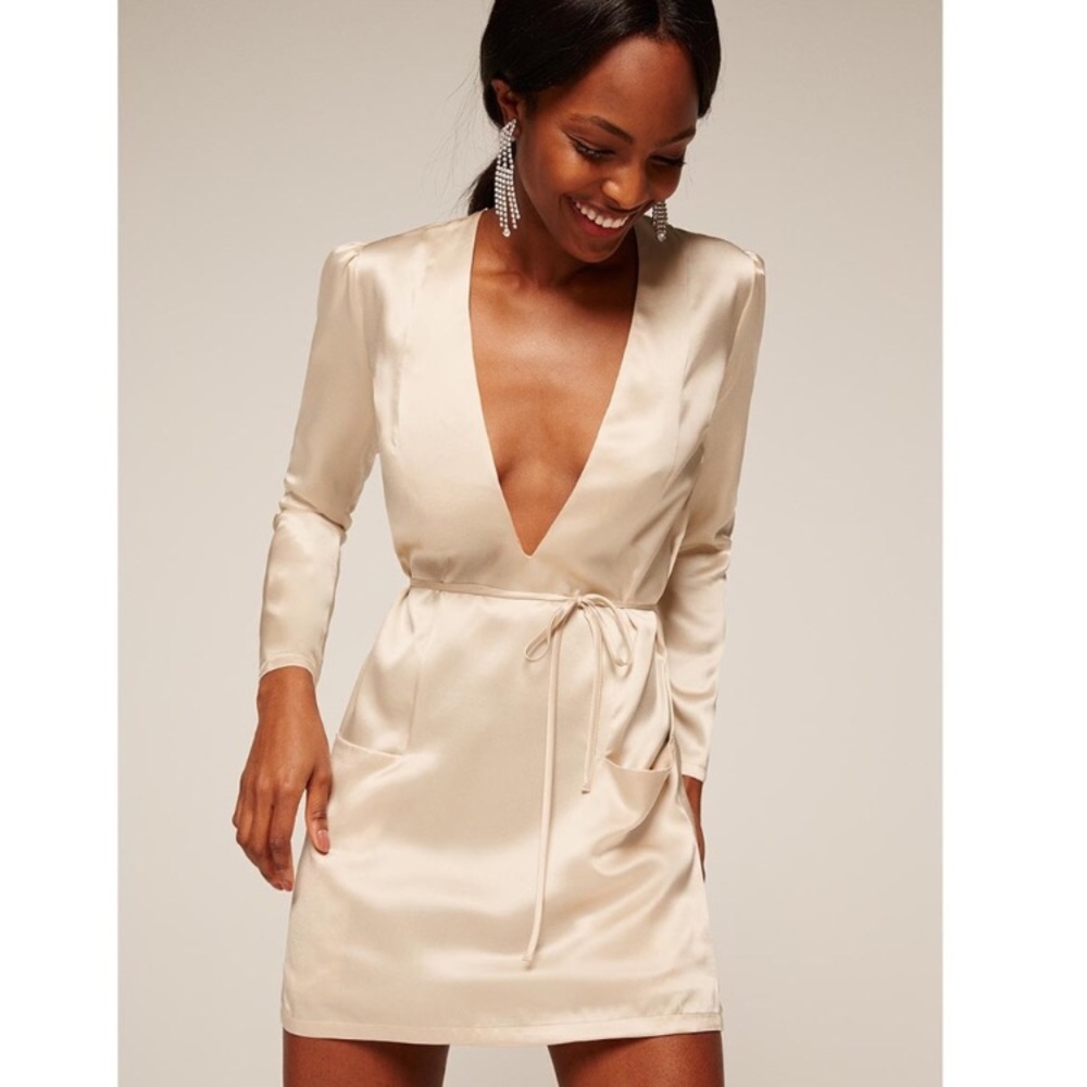 Reformation olive dress in ivory. Medium.